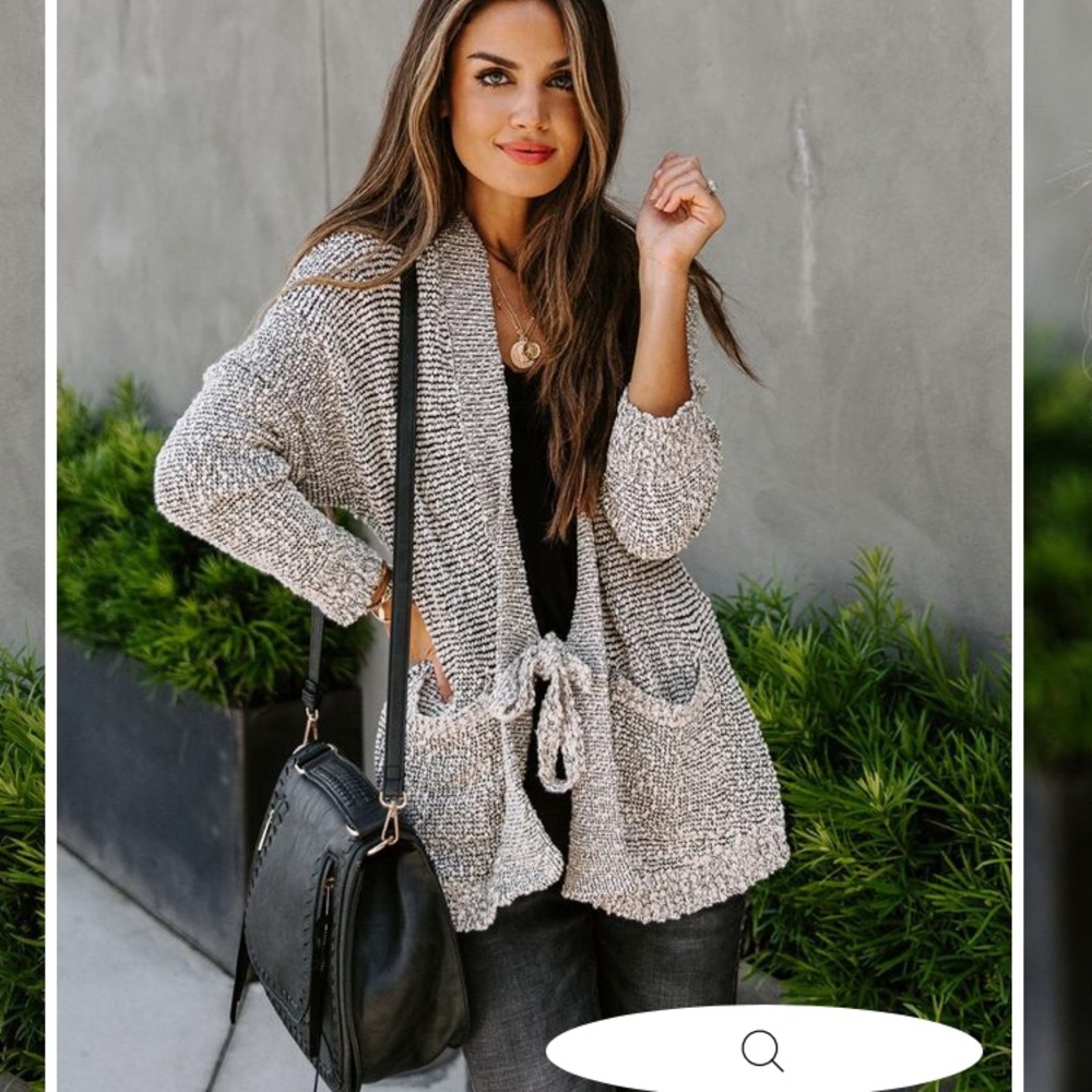 Vici pocketed tie cardigan